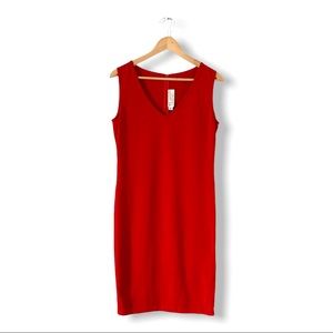 St. John Evening Red Santana Knit Sleeveless Sheath Cocktail Dress Sz 6
